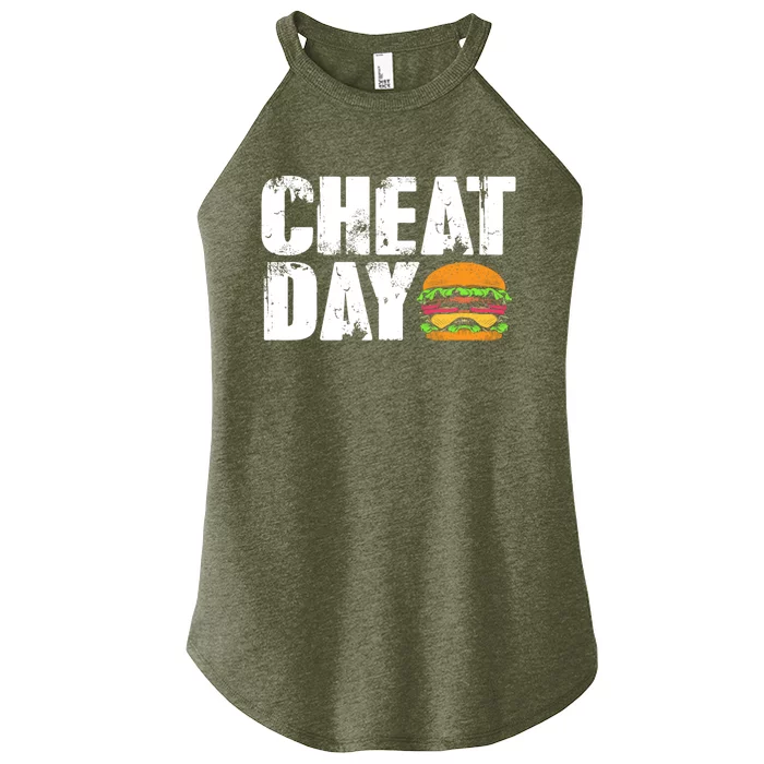 Funny Fast Food Hamburger Cheeseburger Cheat Day Gift Women’s Perfect Tri Rocker Tank