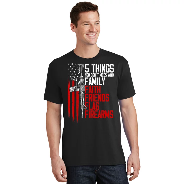 Faith Family Friends Firearms Gun Rights Ar15 American Flag T-Shirt