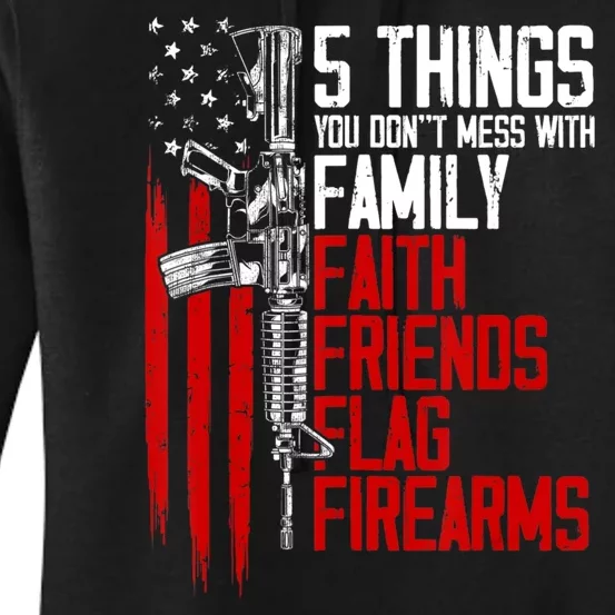 Faith Family Friends Firearms Gun Rights Ar15 American Flag Women's Pullover Hoodie