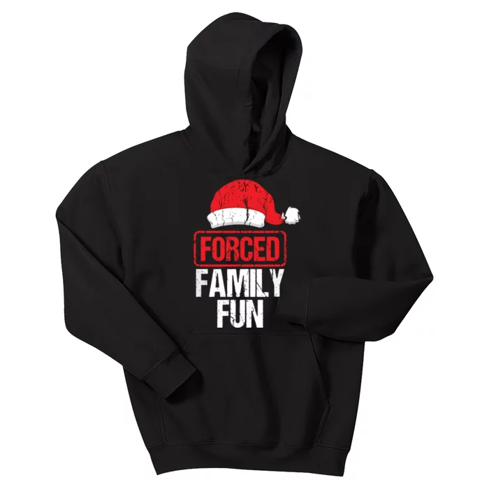 Forced Family Fun Winter Holidays Funny Christmas Kids Hoodie