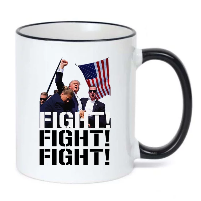 Fight Fight Fight Usa Flag Donald Trump 2024 Rally Presidential Election Black Color Changing Mug