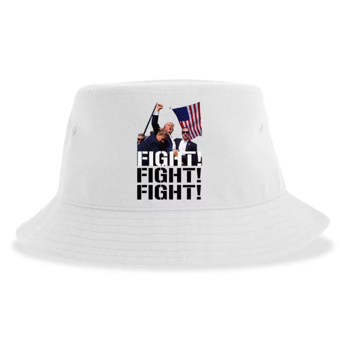 Fight Fight Fight Usa Flag Donald Trump 2024 Rally Presidential Election Sustainable Bucket Hat