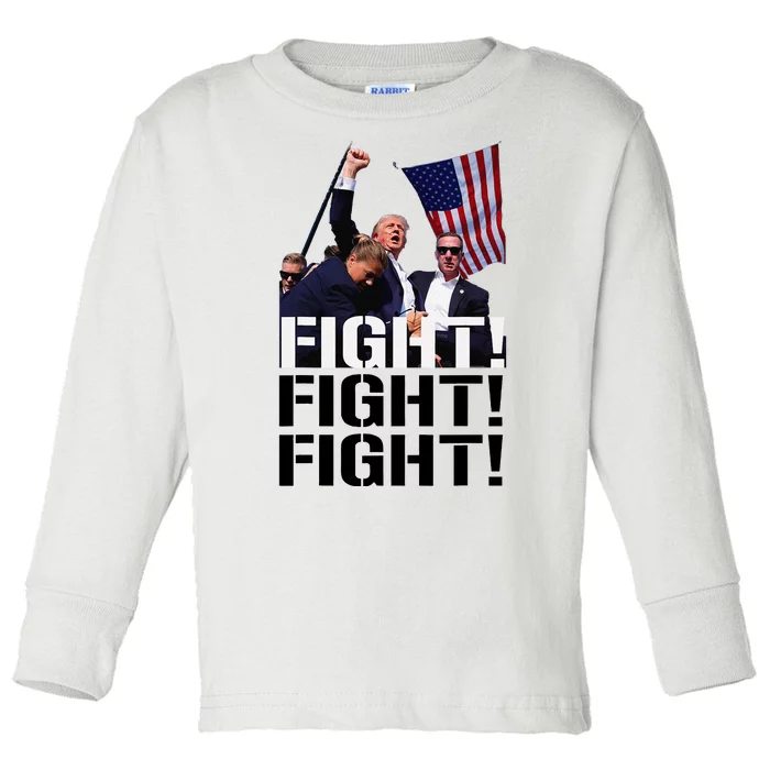 Fight Fight Fight Usa Flag Donald Trump 2024 Rally Presidential Election Toddler Long Sleeve Shirt