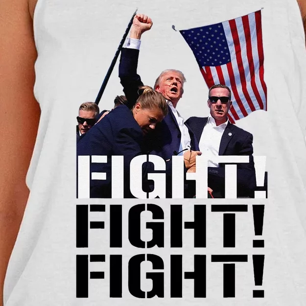 Fight Fight Fight Usa Flag Donald Trump 2024 Rally Presidential Election Women's Knotted Racerback Tank