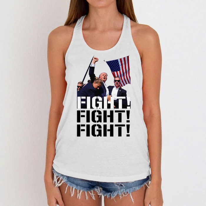 Fight Fight Fight Usa Flag Donald Trump 2024 Rally Presidential Election Women's Knotted Racerback Tank