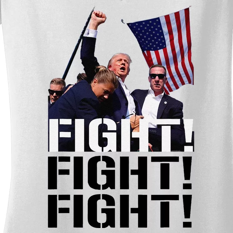 Fight Fight Fight Usa Flag Donald Trump 2024 Rally Presidential Election Women's V-Neck T-Shirt