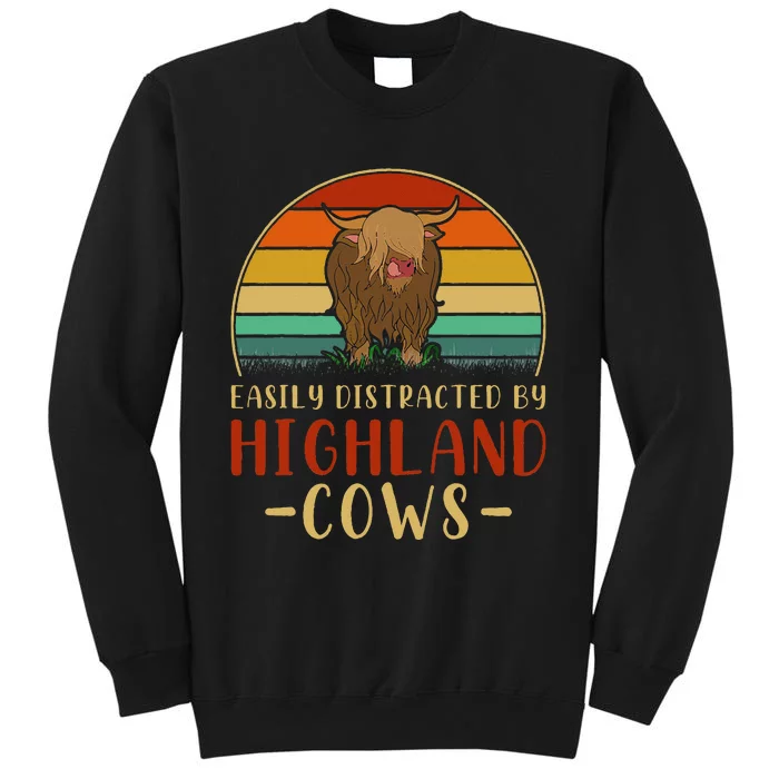 Funny Farming Farmer Gift Easily Distracted By Highland Cow Sweatshirt