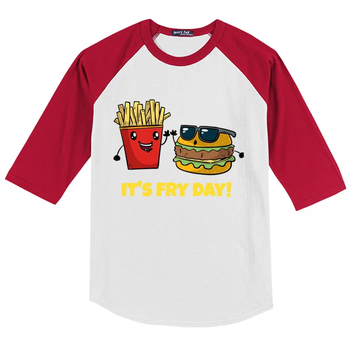 Funny Fast Food Hamburger It's Fry Day Burger Lover Gift Kids Colorblock Raglan Jersey