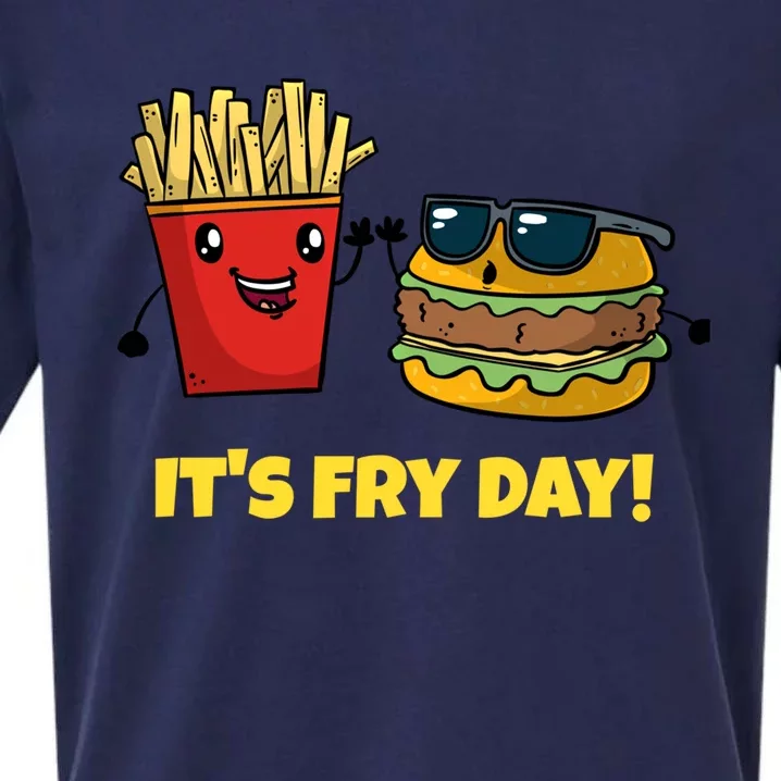 Funny Fast Food Hamburger It's Fry Day Burger Lover Gift Sueded Cloud Jersey T-Shirt