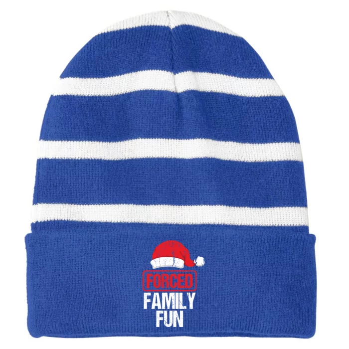 Forced Family Fun Winter Holidays Funny Christmas Gift Striped Beanie with Solid Band