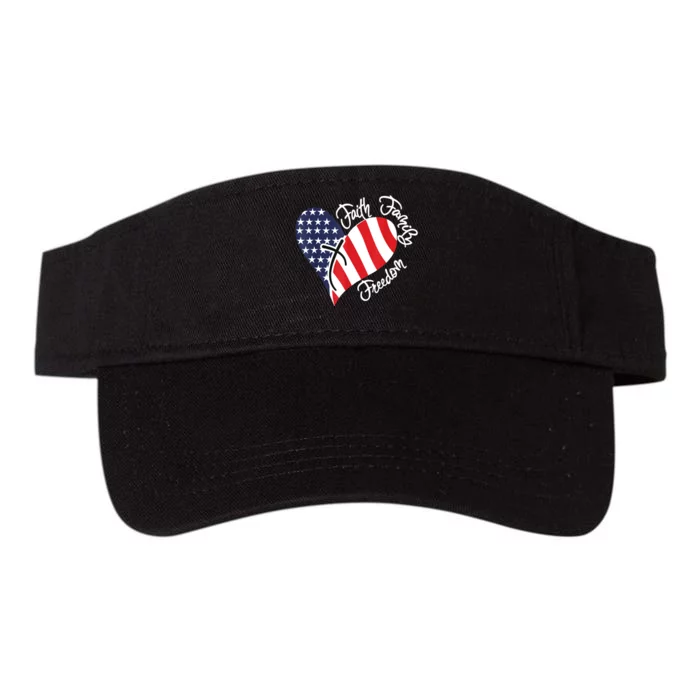 Faith Family Freedom Heart Christian Patriotic 4th Of July Valucap Bio-Washed Visor