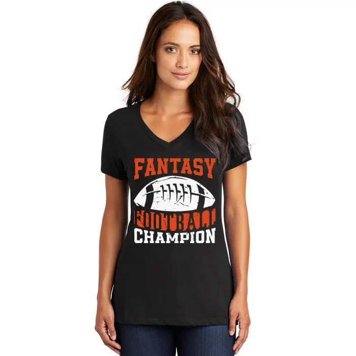 Funny Fantasy Football Player Fantasy Football Champion Women's V-Neck T-Shirt