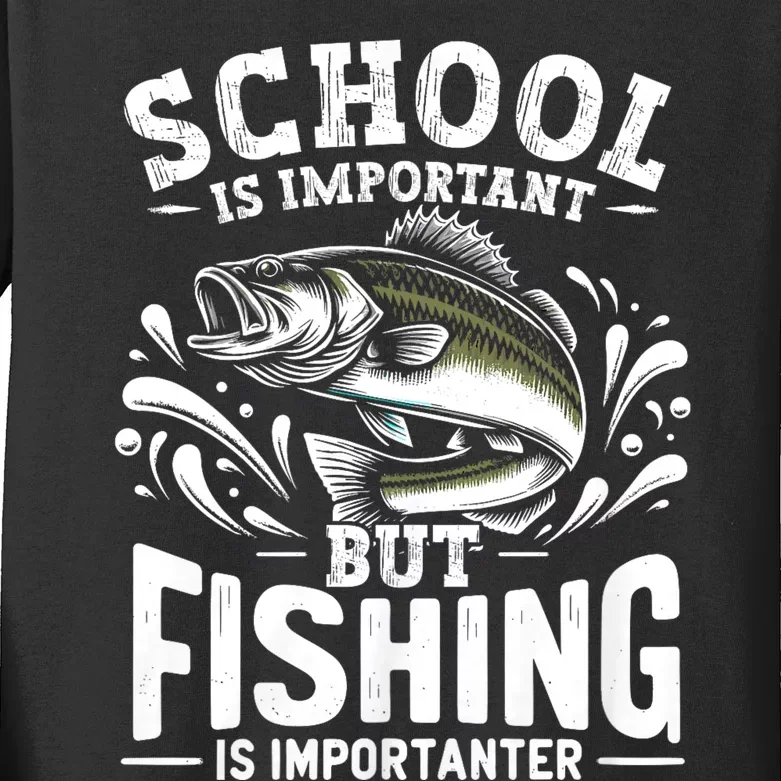 Funny Fishing Fisherman School Is Important But Fishing Kids Long Sleeve Shirt