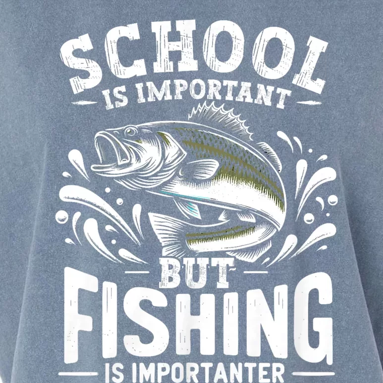 Funny Fishing Fisherman School Is Important But Fishing Garment-Dyed Women's Muscle Tee