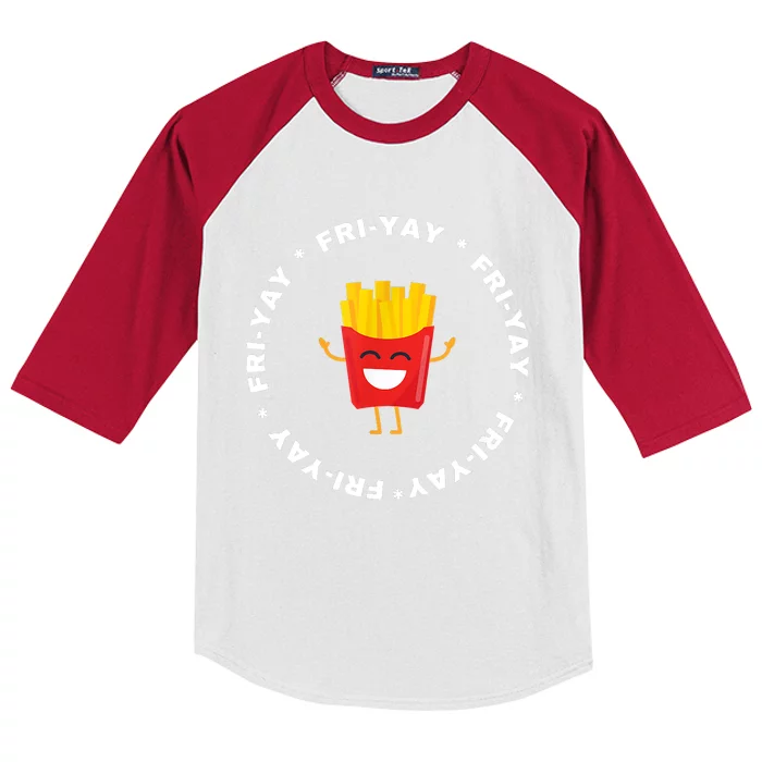 Friyay Funny Friday Fries Lover Kids Colorblock Raglan Jersey