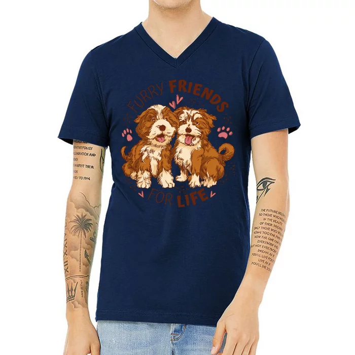 Furry Friends For Life V-Neck T-Shirt