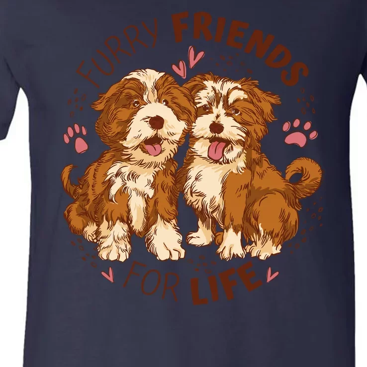 Furry Friends For Life V-Neck T-Shirt