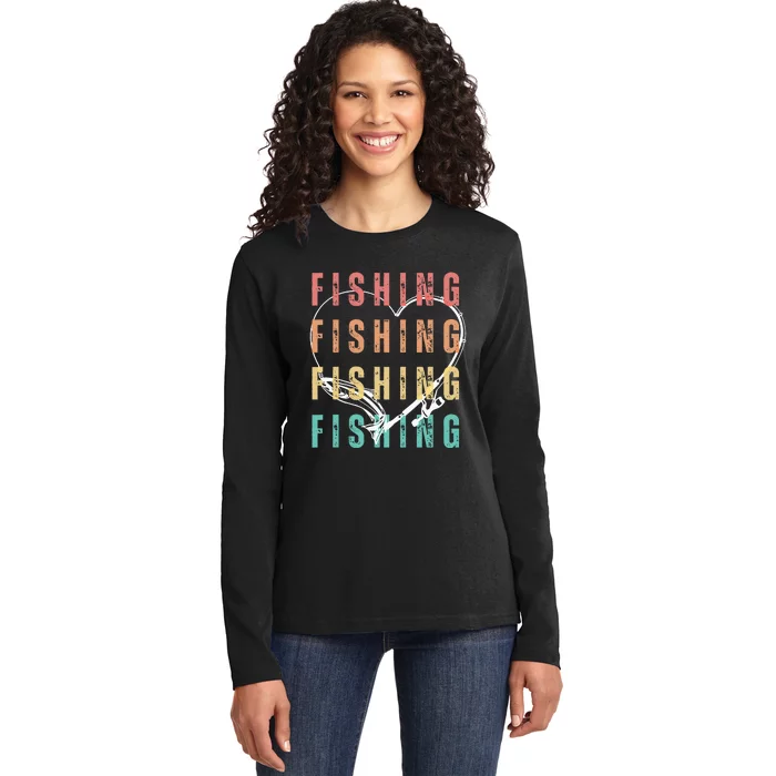 Funny Fishing Graphic design for Fishing Lover Ladies Long Sleeve Shirt