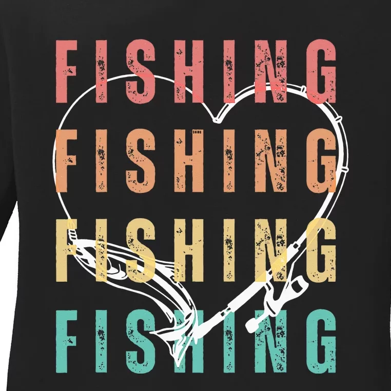 Funny Fishing Graphic design for Fishing Lover Ladies Long Sleeve Shirt