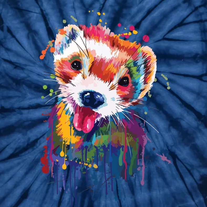 Ferret Face Graphics Hand Drawn Splash Art Ferret Pet Lover Tie-Dye T-Shirt