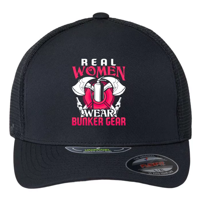 Firefighter Funny Gift Real Wear Bunker Gear Fire Fighter Gift Flexfit Unipanel Trucker Cap