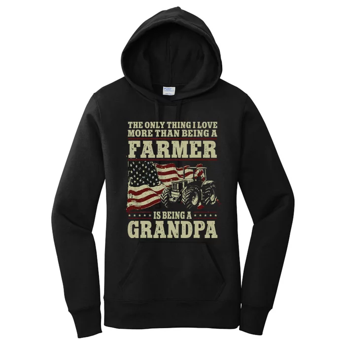 Farming Farmer Grandpa Vintage Tractor American Flag The Women's Pullover Hoodie