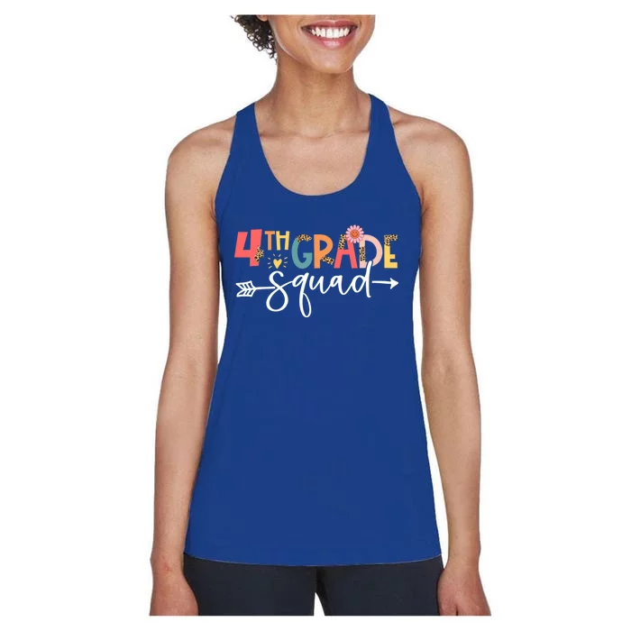 Funny Fourth Grade Back To School Groovy 4Th Grade Squad Gift Women's Racerback Tank