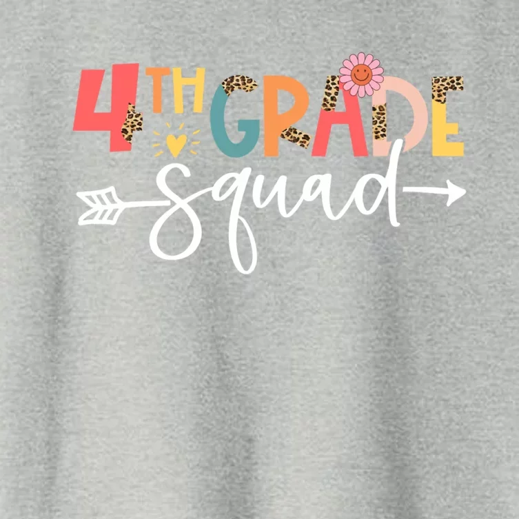 Funny Fourth Grade Back To School Groovy 4Th Grade Squad Gift Women's Crop Top Tee