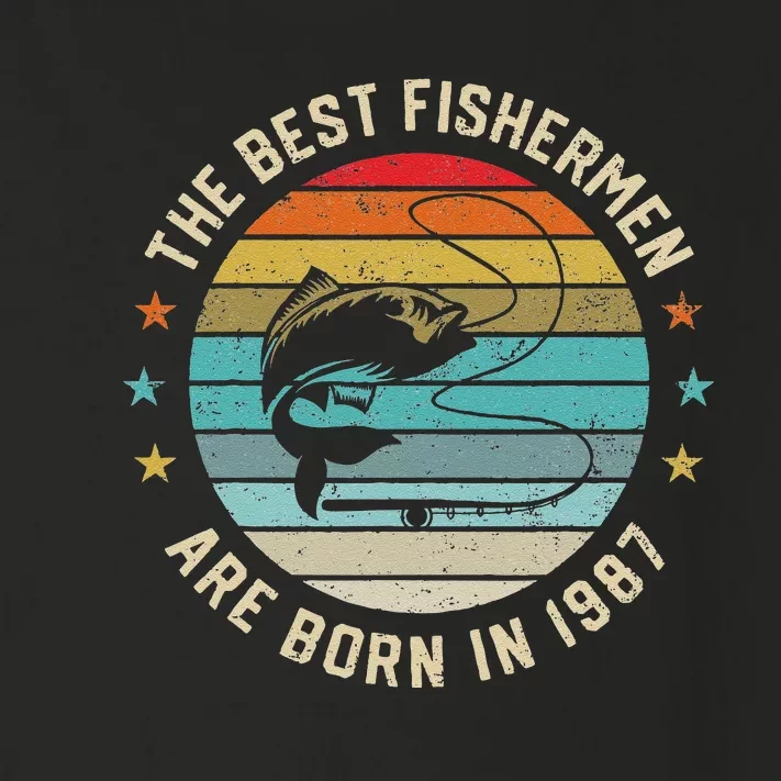 Fishing Fisherman Gift For 33 Year Old 33rd Birthday 1987 Toddler Long Sleeve Shirt