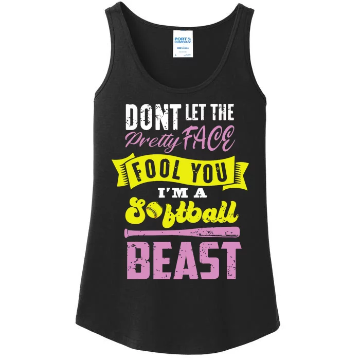 Funny Fastpitch Girl Catcher Softball Game Gift Women Ladies Essential Tank