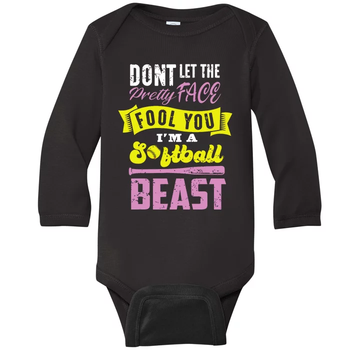 Funny Fastpitch Girl Catcher Softball Game Gift Women Baby Long Sleeve Bodysuit