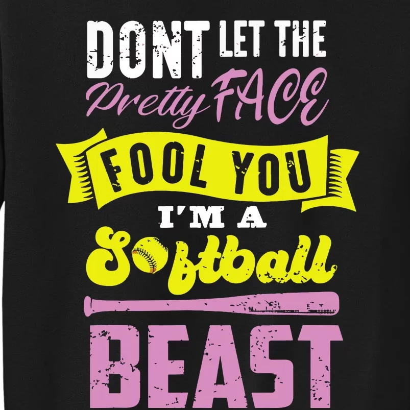 Funny Fastpitch Girl Catcher Softball Game Gift Women Tall Sweatshirt