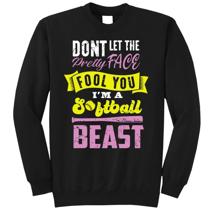 Funny Fastpitch Girl Catcher Softball Game Gift Women Tall Sweatshirt