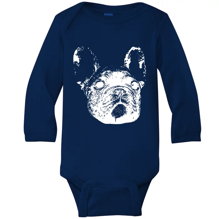 Frenchie Face Gift Dog Mom Or Dad Christmas Gift Baby Long Sleeve Bodysuit