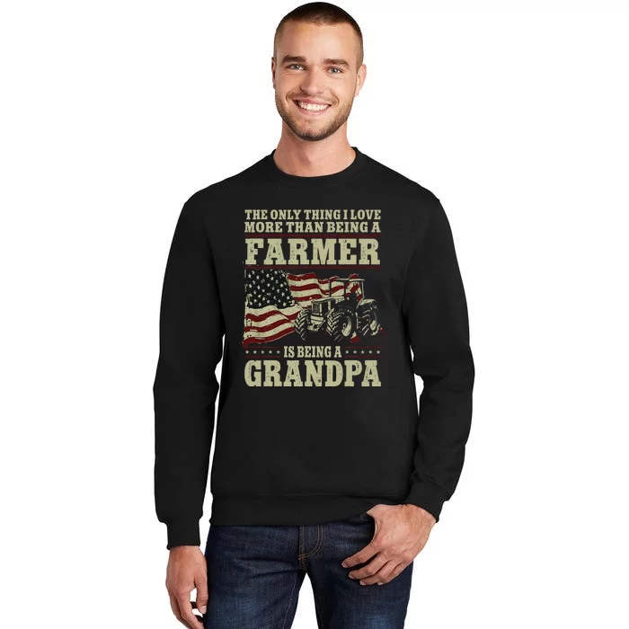 Farming Farmer Grandpa Vintage Tractor American Flag The Sweatshirt