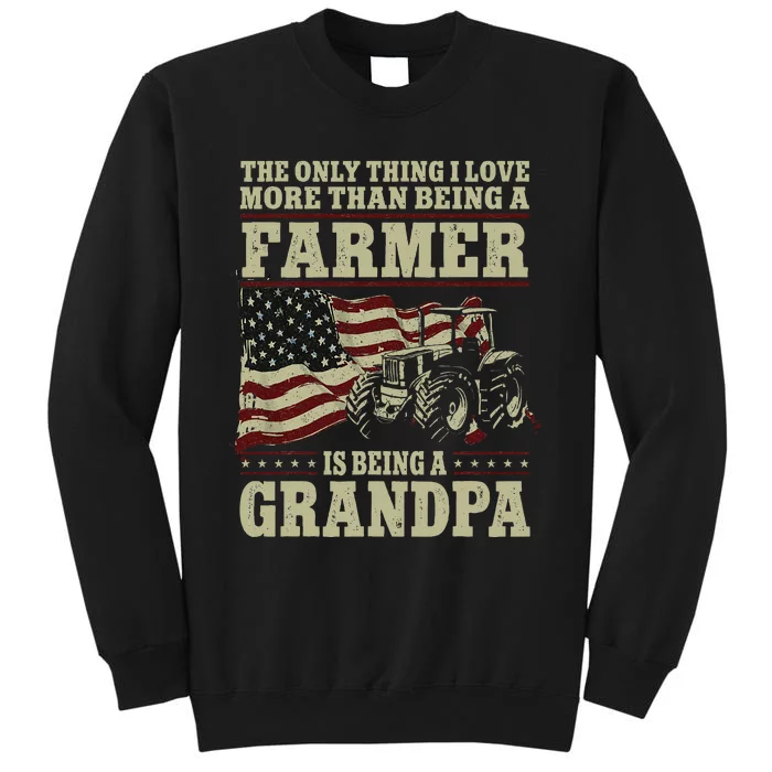 Farming Farmer Grandpa Vintage Tractor American Flag The Sweatshirt