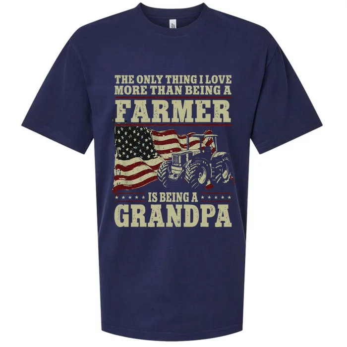 Farming Farmer Grandpa Vintage Tractor American Flag The Sueded Cloud Jersey T-Shirt