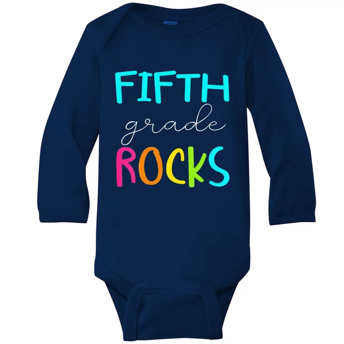 Funny Fifth Grade Rocks Team 5th Grade Teacher Baby Long Sleeve Bodysuit