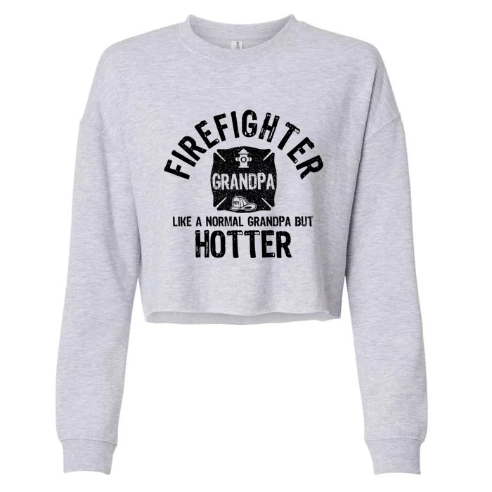 Fire Firefighter Grandpa Funny Gift Cropped Pullover Crew