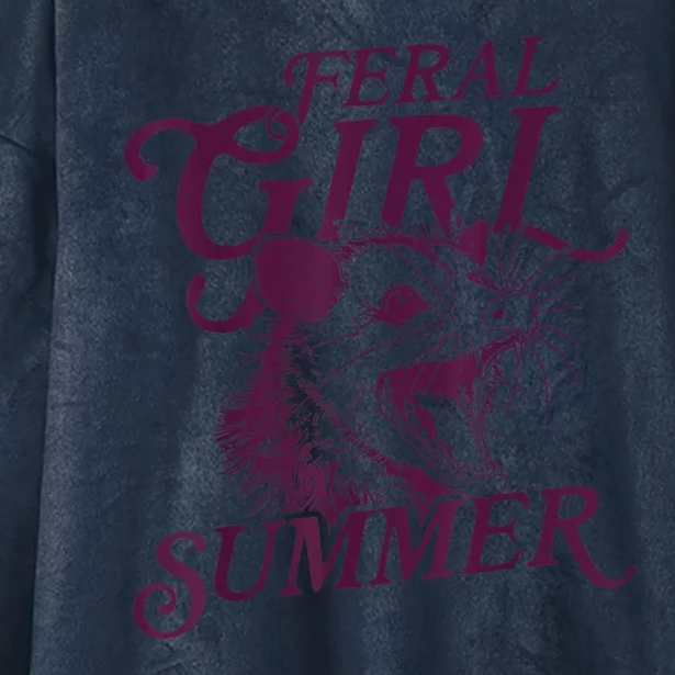 Funny Feral Girl Summer Gift Hooded Wearable Blanket