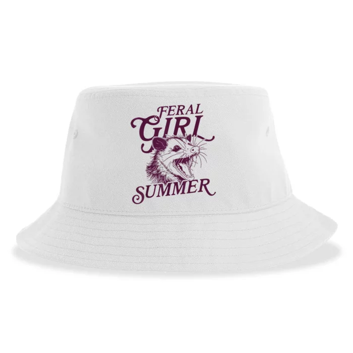 Funny Feral Girl Summer Gift Sustainable Bucket Hat