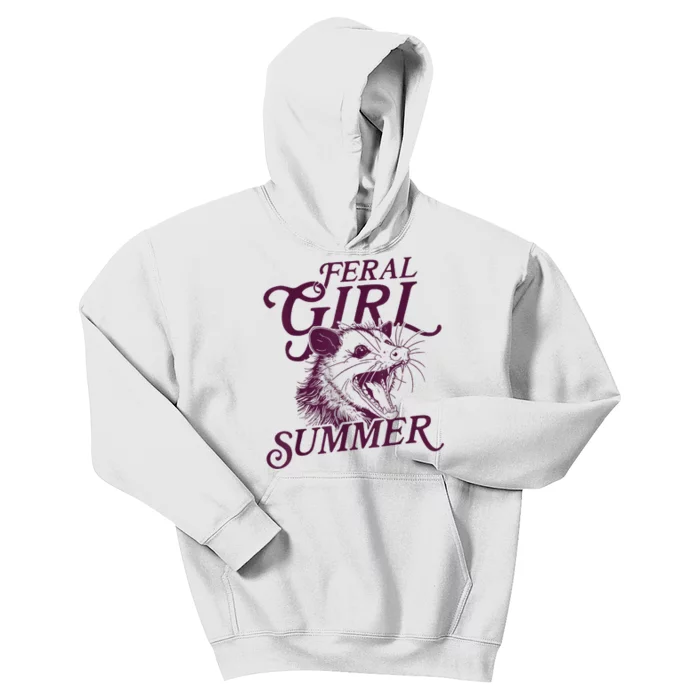 Funny Feral Girl Summer Gift Kids Hoodie