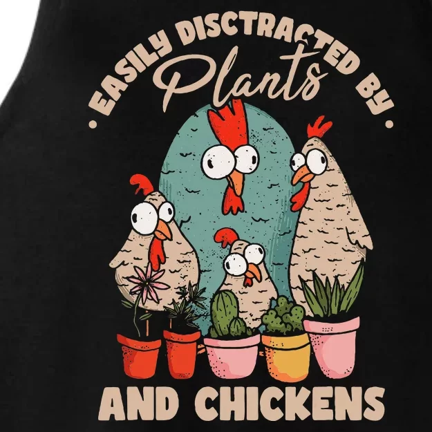 Funny Farming Gardening Plant Garden Chicken Plants Ladies Tri-Blend Wicking Tank