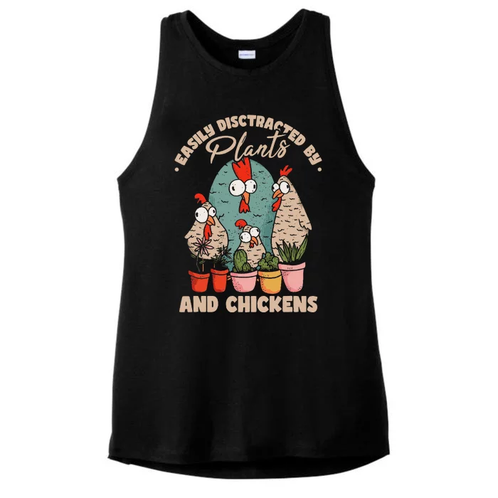 Funny Farming Gardening Plant Garden Chicken Plants Ladies Tri-Blend Wicking Tank