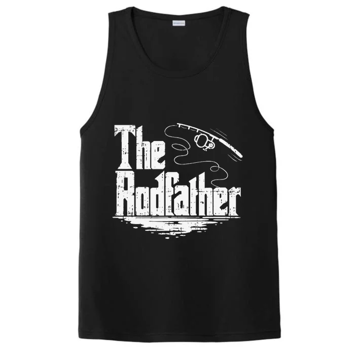 Funny Fishing Gift The Rodfather Performance Tank