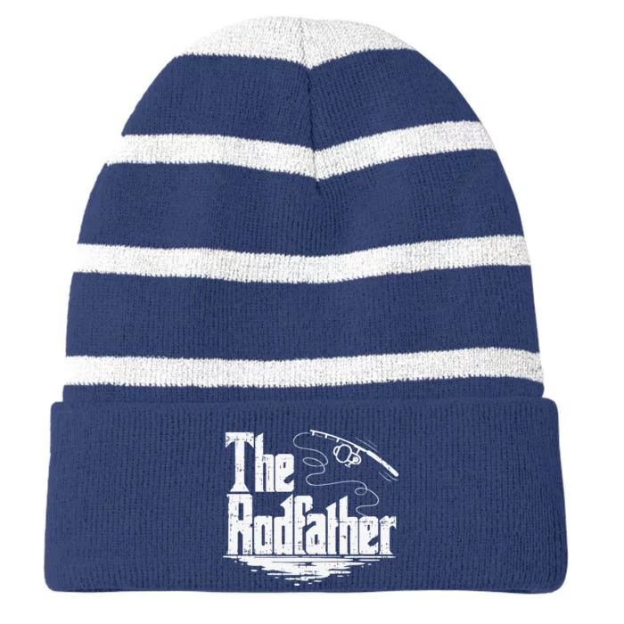 Funny Fishing Gift The Rodfather Striped Beanie with Solid Band