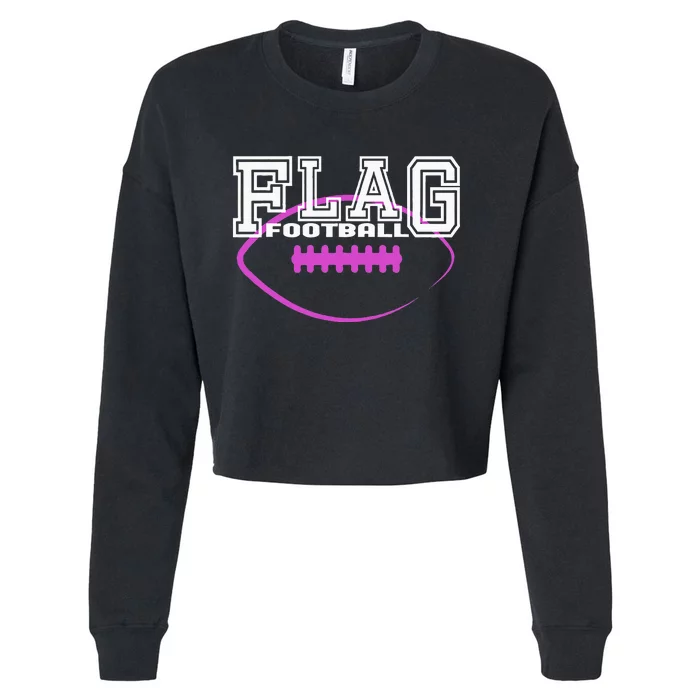 Flag Football Girl Player Team Cropped Pullover Crew