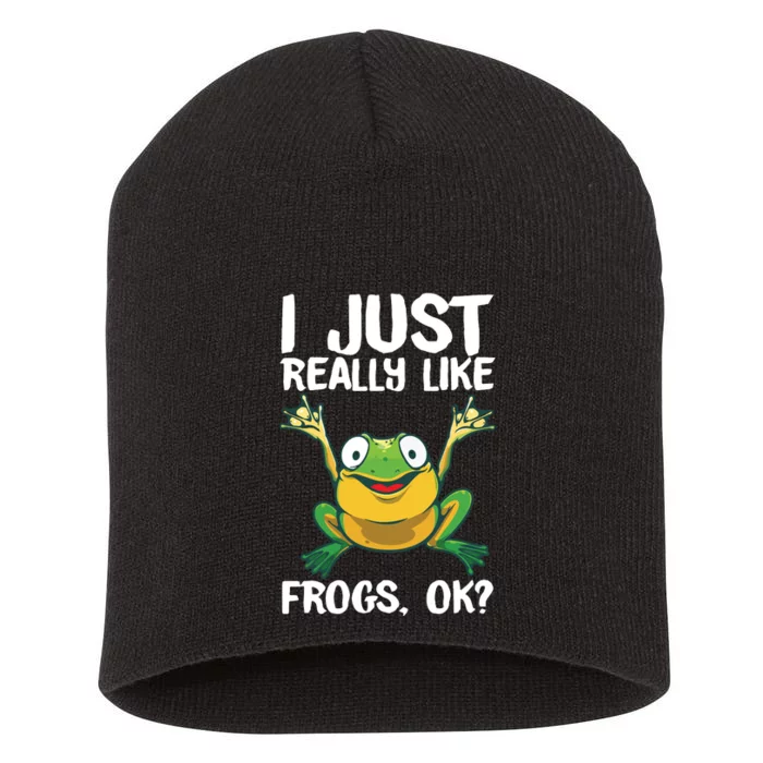 Funny Frog Gift For Cool Tadpole Frog Lover Short Acrylic Beanie