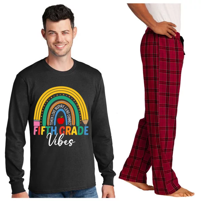 Funny Fifth Grade Teacher Rainbow Team 5Th Grade Vibes Gift Long Sleeve Pajama Set