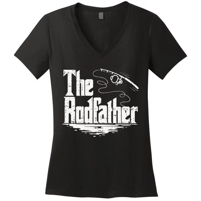 Funny Fishing Gift The Rodfather Women's V-Neck T-Shirt